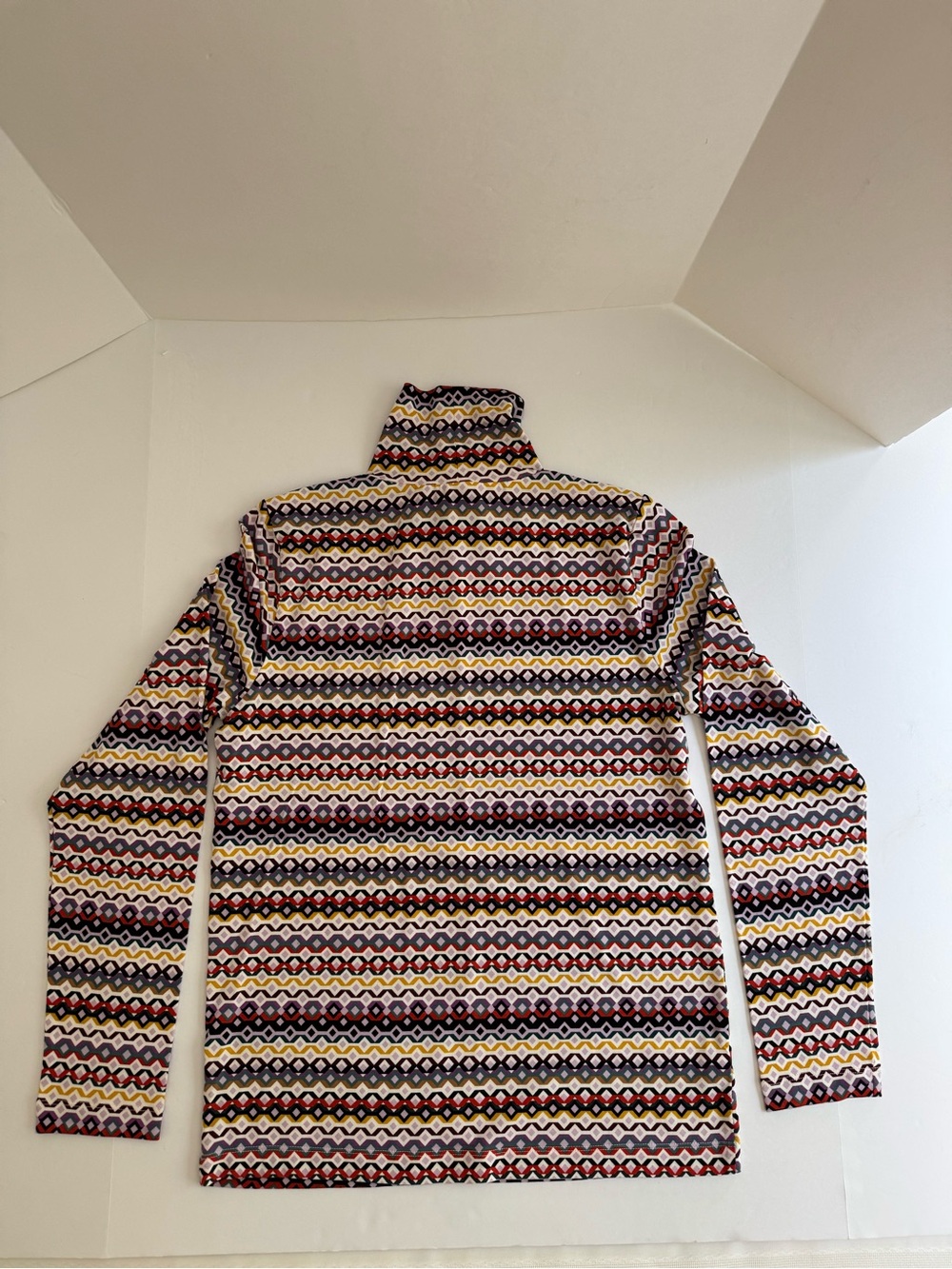 LOFT Geometric Diamond Zigzag Turtleneck Top Large Multicolor Cotton Modal NWOT - Picture 10 of 12